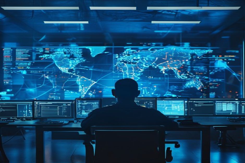 Network operations center at night